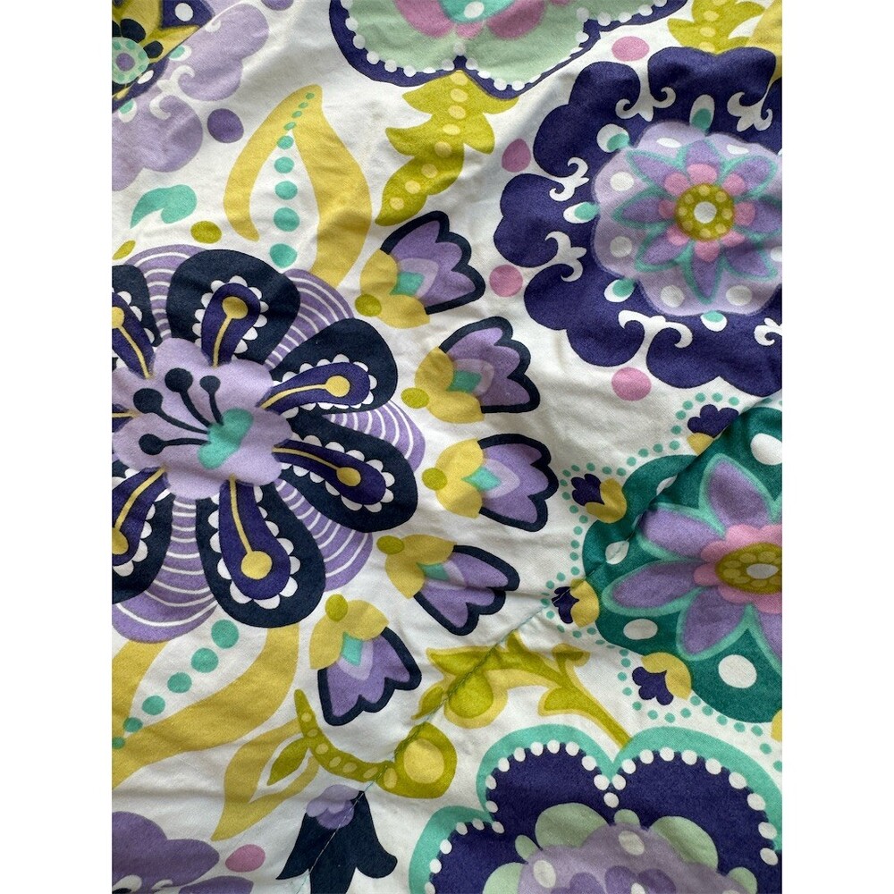 PBteen Pottery Barn Teen Sleeping Bag Teal Aqua Purple Floral Zip 32x75 - Picture 3 of 13